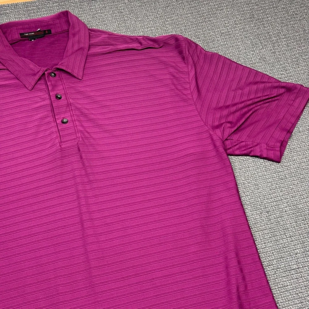 Nike Tiger Woods‎ Collection Mens XL Magenta Purple Striped Golf Polo Shirt TW